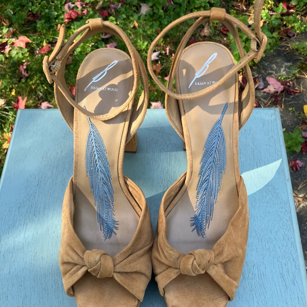 Brian Atwood Tan Suede Heels